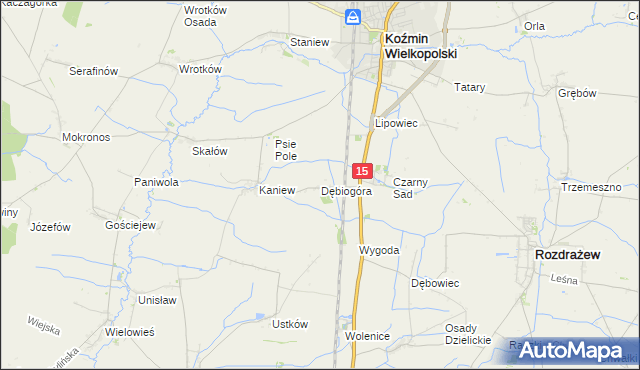 mapa Dębiogóra, Dębiogóra na mapie Targeo