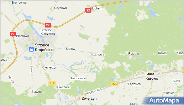 mapa Gardzko, Gardzko na mapie Targeo