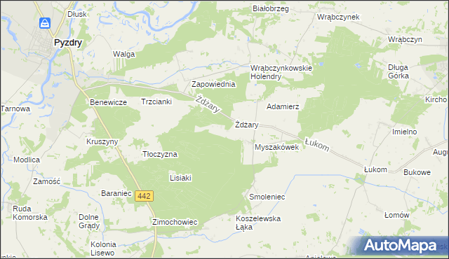 mapa Glinianki gmina Pyzdry, Glinianki gmina Pyzdry na mapie Targeo