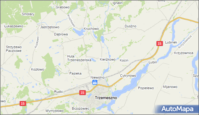 mapa Kierzkowo gmina Trzemeszno, Kierzkowo gmina Trzemeszno na mapie Targeo