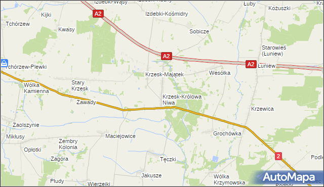 mapa Krzesk-Królowa Niwa, Krzesk-Królowa Niwa na mapie Targeo