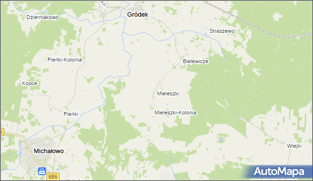 mapa Mieleszki, Mieleszki na mapie Targeo
