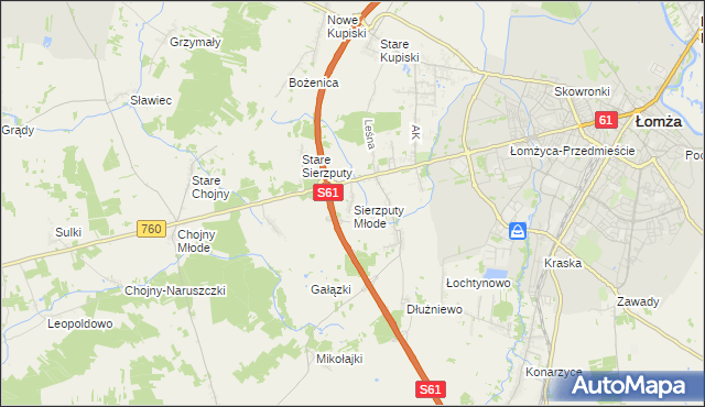 mapa Sierzputy Młode, Sierzputy Młode na mapie Targeo