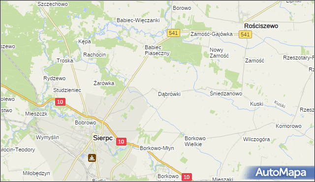 mapa Dąbrówki gmina Sierpc, Dąbrówki gmina Sierpc na mapie Targeo