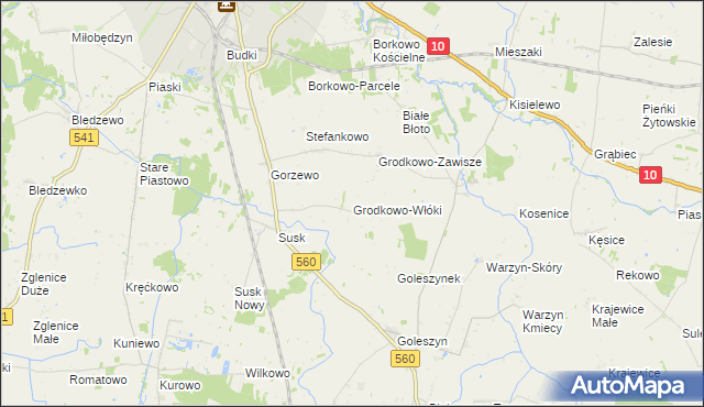 mapa Grodkowo-Włóki, Grodkowo-Włóki na mapie Targeo
