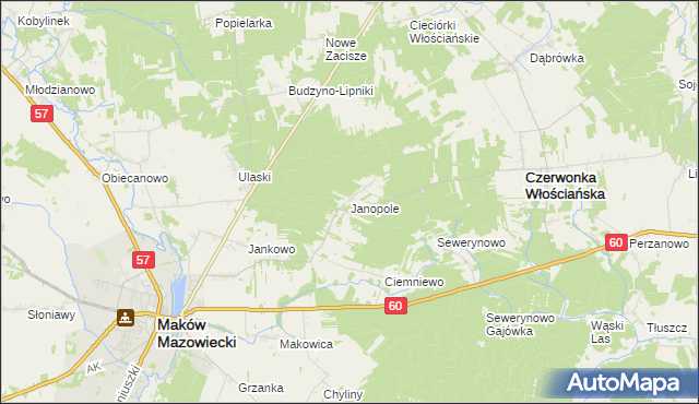 mapa Janopole gmina Czerwonka, Janopole gmina Czerwonka na mapie Targeo