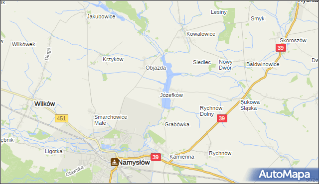 mapa Józefków gmina Namysłów, Józefków gmina Namysłów na mapie Targeo