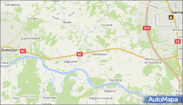 mapa Klekotowo gmina Siemiatycze, Klekotowo gmina Siemiatycze na mapie Targeo