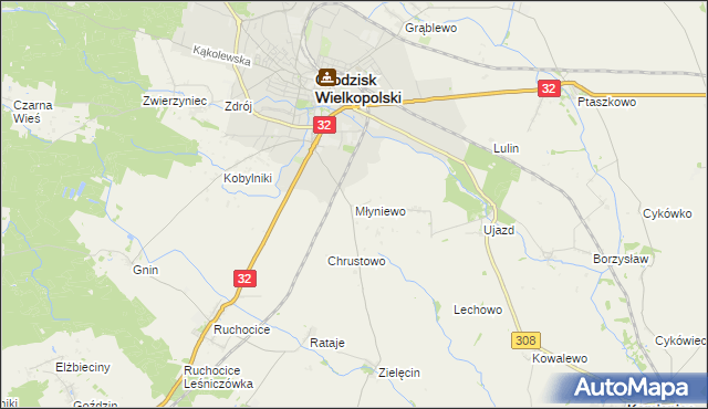 mapa Młyniewo, Młyniewo na mapie Targeo