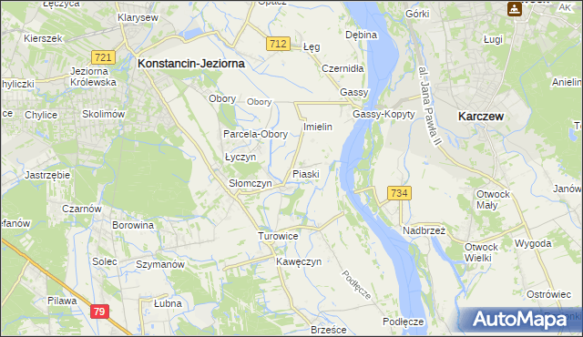 mapa Piaski gmina Konstancin-Jeziorna, Piaski gmina Konstancin-Jeziorna na mapie Targeo