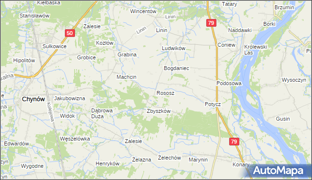 mapa Rososz gmina Chynów, Rososz gmina Chynów na mapie Targeo