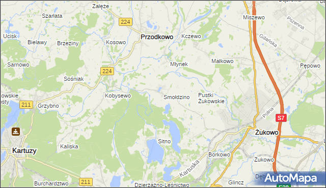 mapa Smołdzino gmina Przodkowo, Smołdzino gmina Przodkowo na mapie Targeo