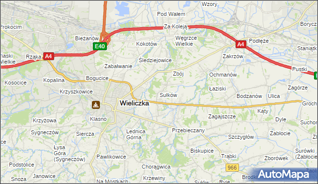 mapa Sułków gmina Wieliczka, Sułków gmina Wieliczka na mapie Targeo