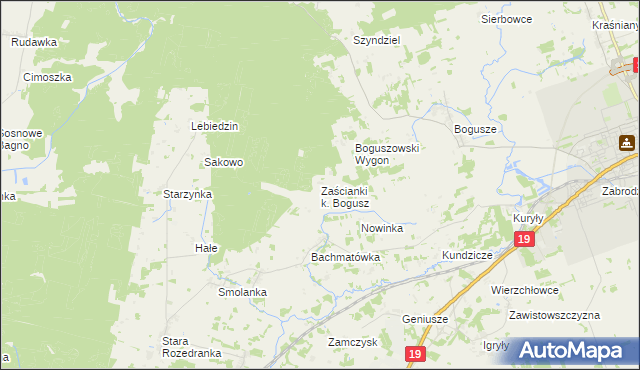 mapa Zaścianki k. Bogusz, Zaścianki k. Bogusz na mapie Targeo