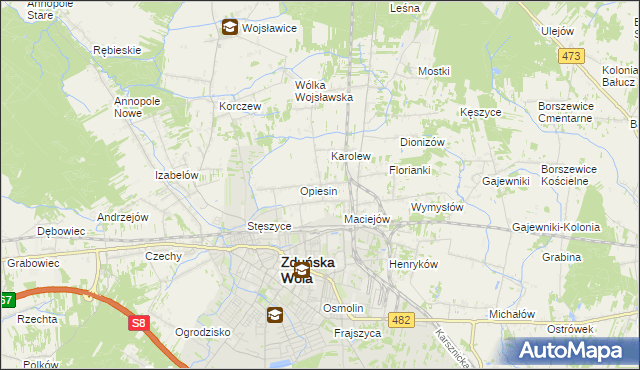 mapa Beniaminów gmina Zduńska Wola, Beniaminów gmina Zduńska Wola na mapie Targeo