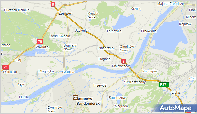 mapa Bogoria gmina Łoniów, Bogoria gmina Łoniów na mapie Targeo