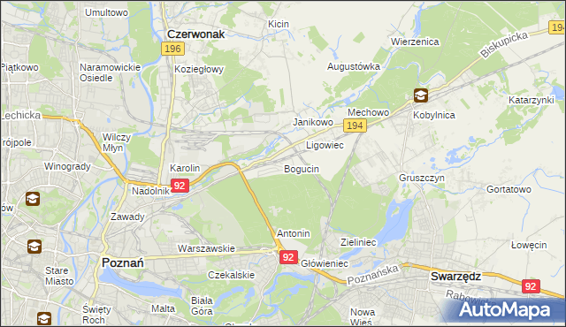 mapa Bogucin gmina Swarzędz, Bogucin gmina Swarzędz na mapie Targeo