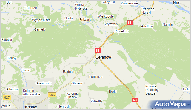 mapa Ceranów, Ceranów na mapie Targeo