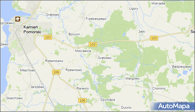 mapa Grębowo, Grębowo na mapie Targeo