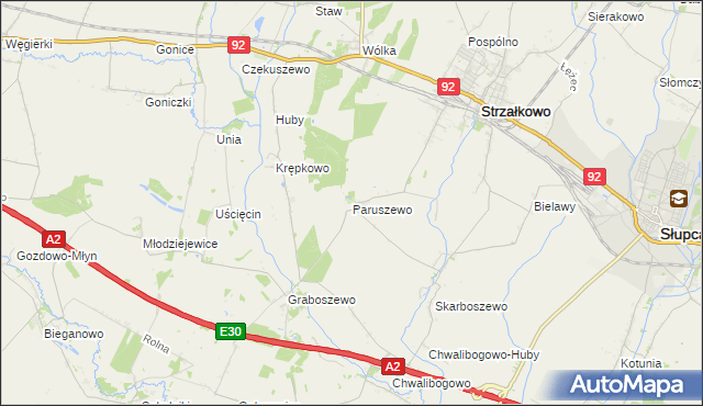 mapa Paruszewo, Paruszewo na mapie Targeo