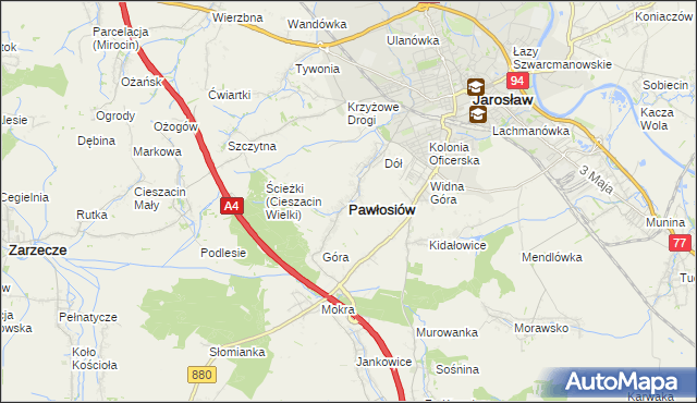 mapa Pawłosiów, Pawłosiów na mapie Targeo