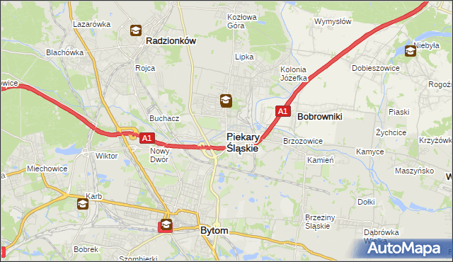 mapa Piekary Śląskie, Piekary Śląskie na mapie Targeo