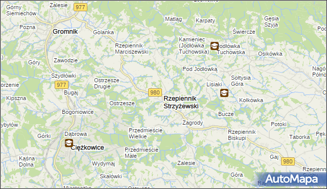 mapa Rzepiennik Strzyżewski, Rzepiennik Strzyżewski na mapie Targeo