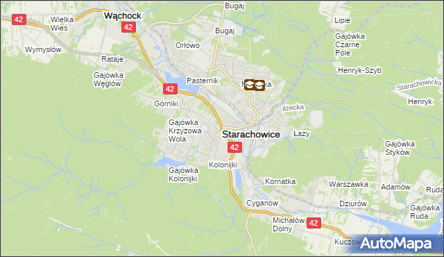 mapa Starachowic, Starachowice na mapie Targeo