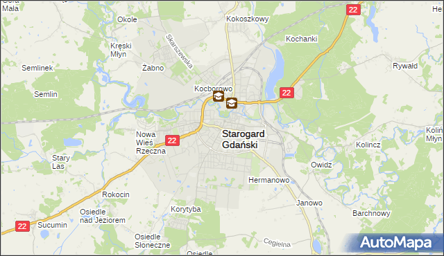 mapa Starogard Gdański, Starogard Gdański na mapie Targeo