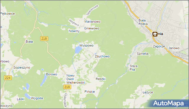 mapa Zbychowo, Zbychowo na mapie Targeo