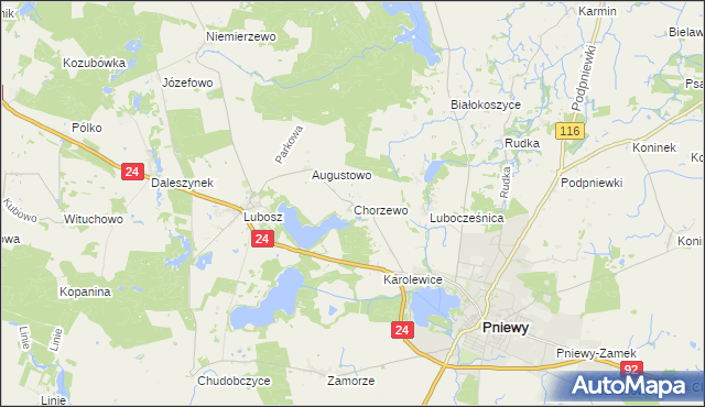 mapa Chorzewo gmina Kwilcz, Chorzewo gmina Kwilcz na mapie Targeo