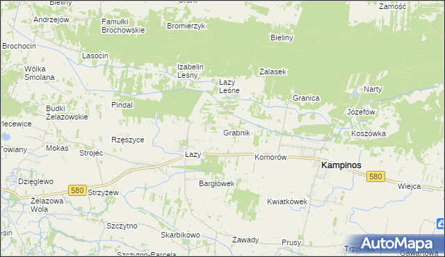 mapa Grabnik gmina Kampinos, Grabnik gmina Kampinos na mapie Targeo