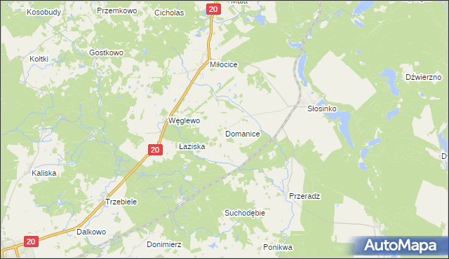 mapa Domanice gmina Miastko, Domanice gmina Miastko na mapie Targeo