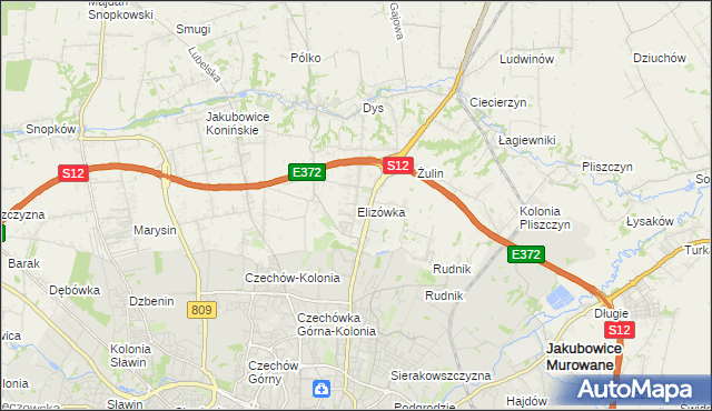 mapa Elizówka gmina Niemce, Elizówka gmina Niemce na mapie Targeo