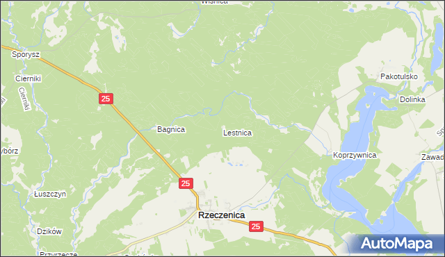 mapa Lestnica gmina Rzeczenica, Lestnica gmina Rzeczenica na mapie Targeo
