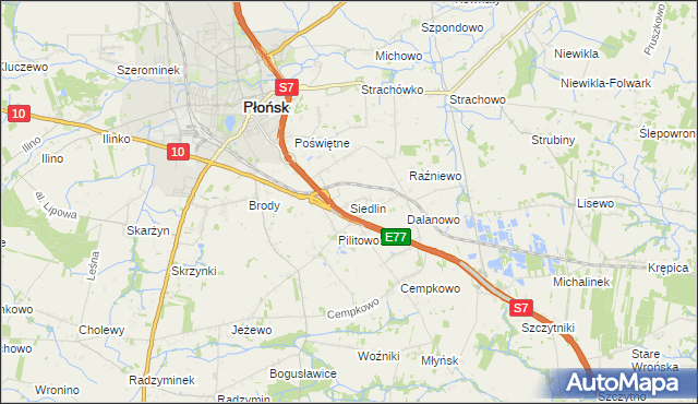 mapa Siedlin, Siedlin na mapie Targeo