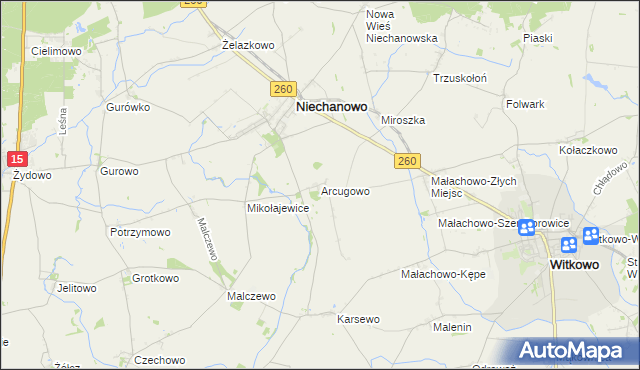 mapa Arcugowo, Arcugowo na mapie Targeo