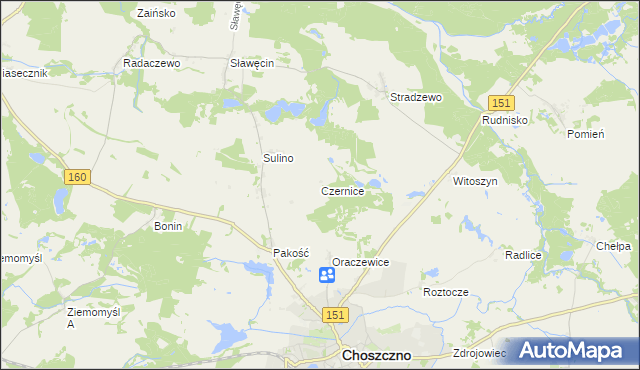 mapa Czernice gmina Choszczno, Czernice gmina Choszczno na mapie Targeo