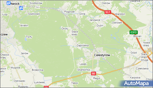 mapa Dąbrówka gmina Celestynów, Dąbrówka gmina Celestynów na mapie Targeo