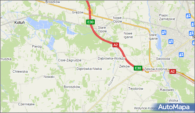 mapa Dąbrówka-Wyłazy, Dąbrówka-Wyłazy na mapie Targeo