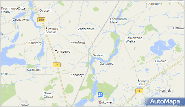 mapa Grylewo, Grylewo na mapie Targeo