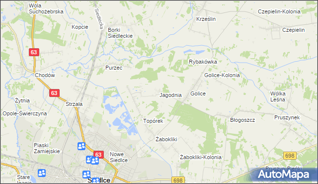 mapa Jagodnia, Jagodnia na mapie Targeo