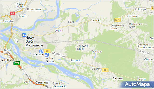 mapa Janówek Drugi, Janówek Drugi na mapie Targeo