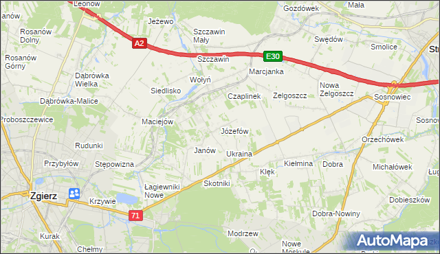 mapa Józefów gmina Zgierz, Józefów gmina Zgierz na mapie Targeo