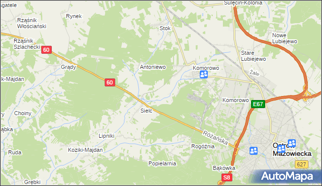 mapa Komorowo-Kolonia, Komorowo-Kolonia na mapie Targeo