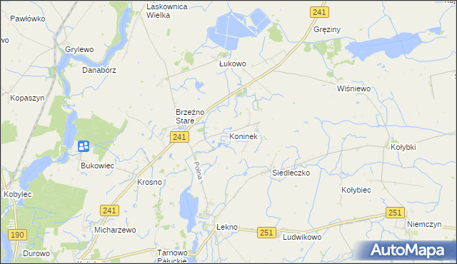 mapa Koninek gmina Wągrowiec, Koninek gmina Wągrowiec na mapie Targeo