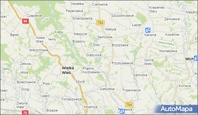 mapa Korzkiew, Korzkiew na mapie Targeo