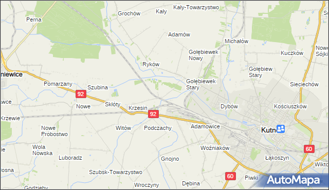 mapa Krzesinówek, Krzesinówek na mapie Targeo