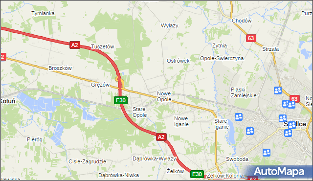 mapa Nowe Opole, Nowe Opole na mapie Targeo