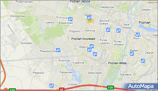 mapa Raszyn gmina Poznań, Raszyn gmina Poznań na mapie Targeo